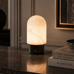 Rechargeable natural alabaster table lamp