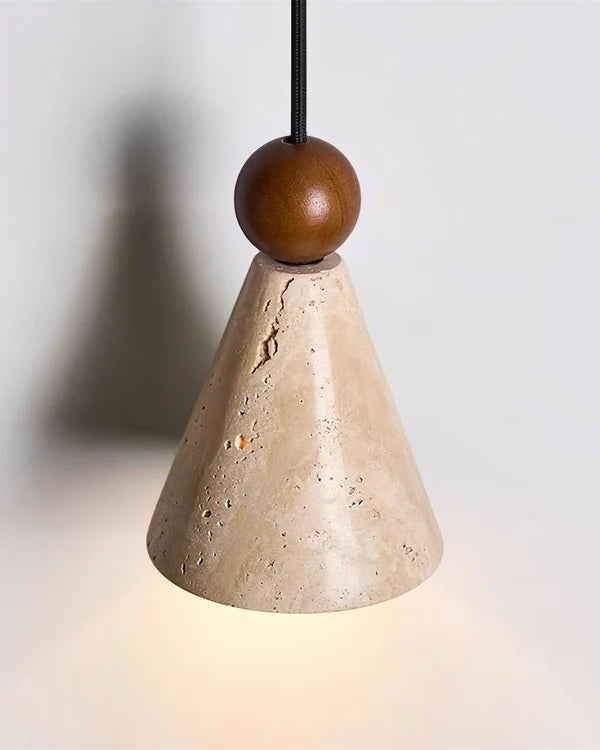 EyeRelief POLI™ — Travertine & Walnut Wall Sconce