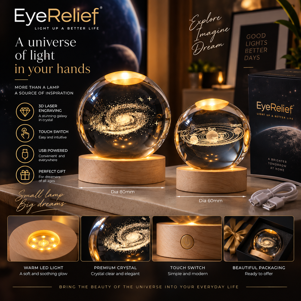 3D Galaxy Crystal Ball Night Light