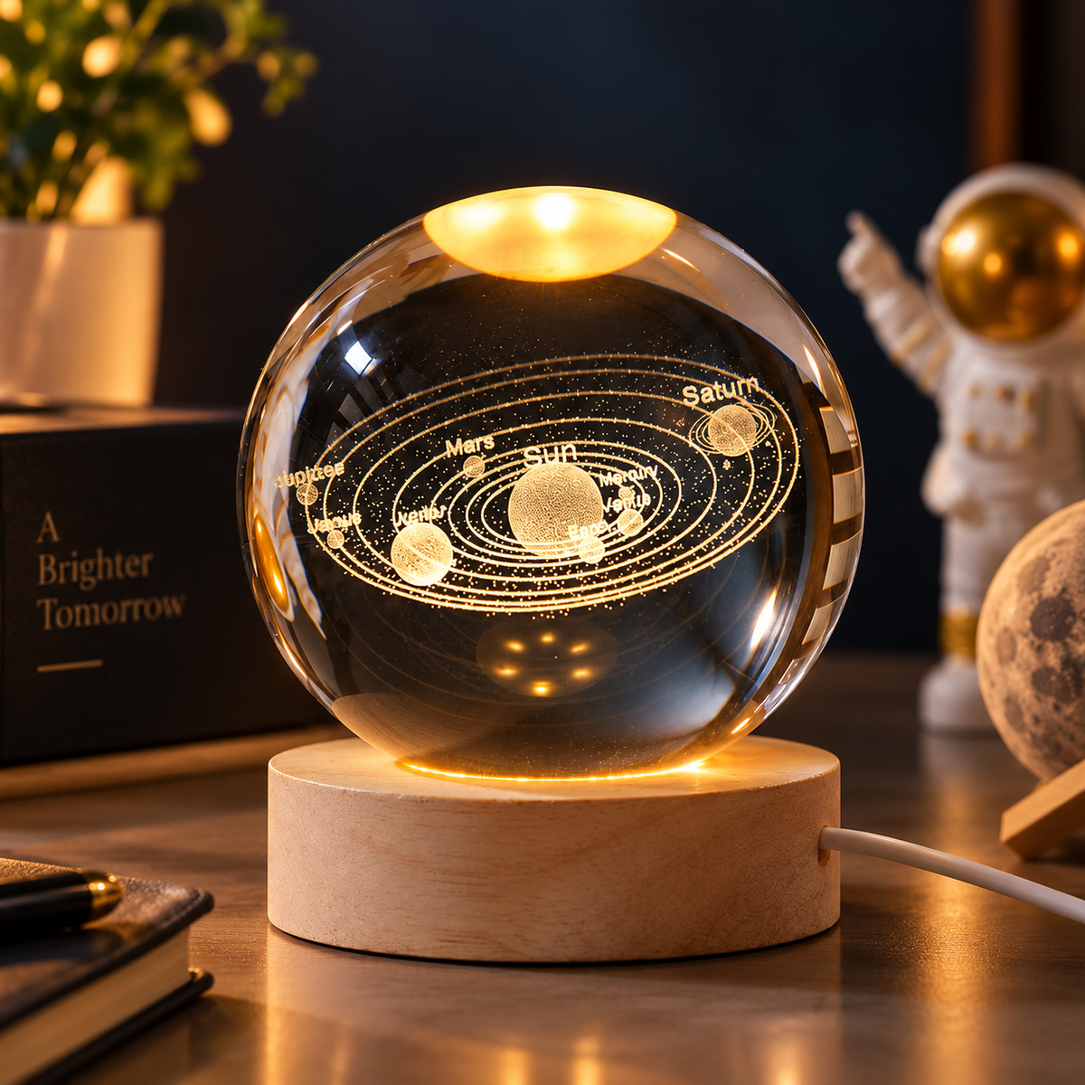 3D Galaxy Crystal Ball Night Light