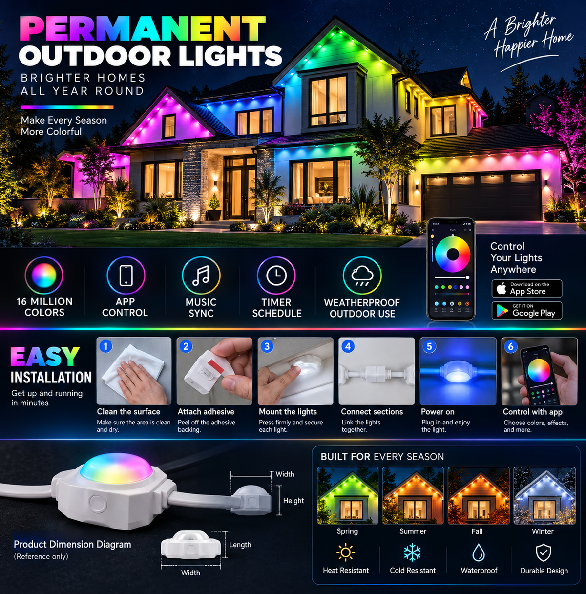 MIMIRGB Permanent Outdoor Eaves Lights