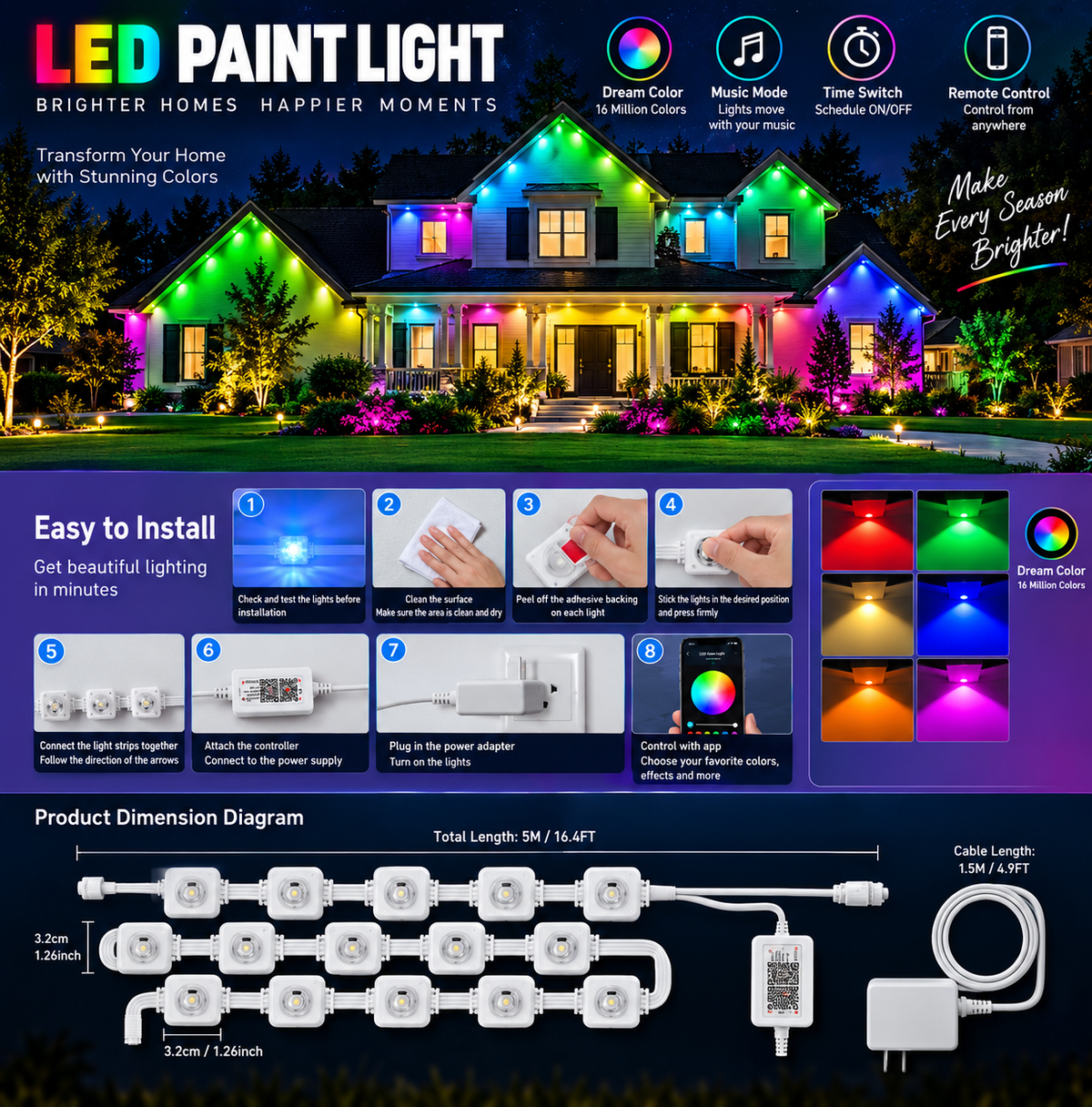 MIMIRGB Permanent Outdoor Eaves Lights