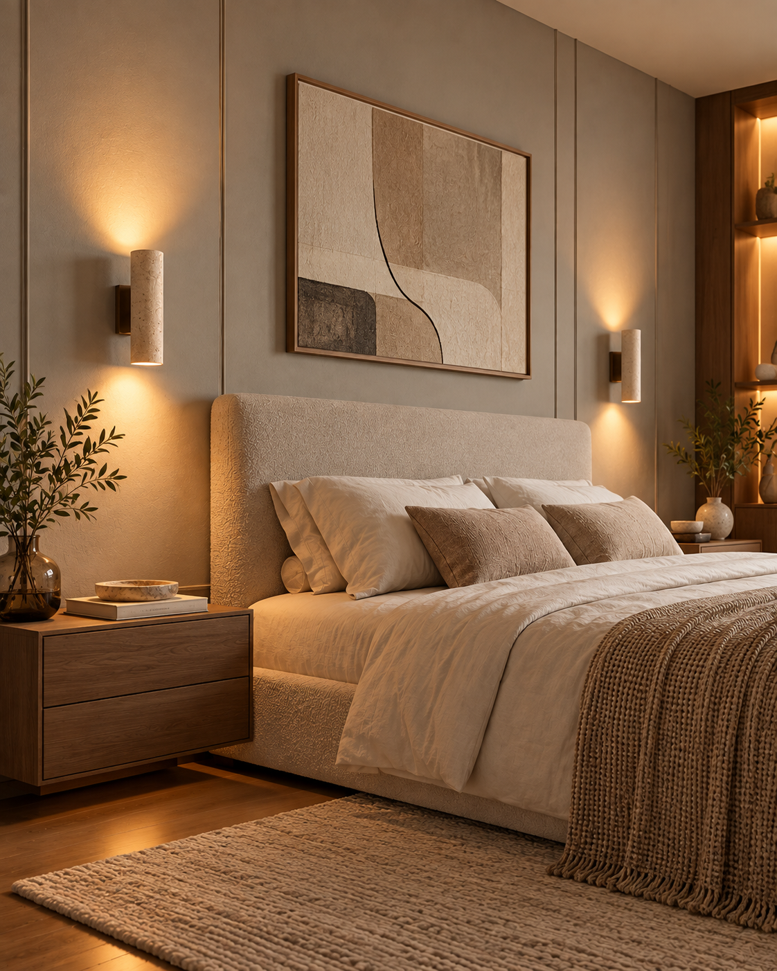 NOVA™ — Travertine & Walnut Cylinder Wall Sconce