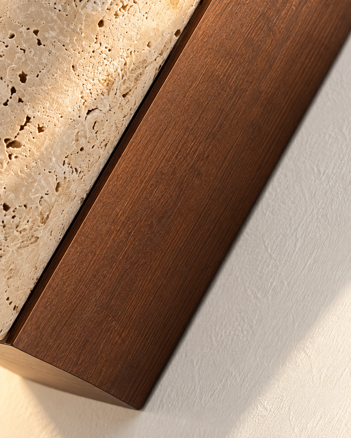 NOVA™ — Travertine & Walnut Cylinder Wall Sconce