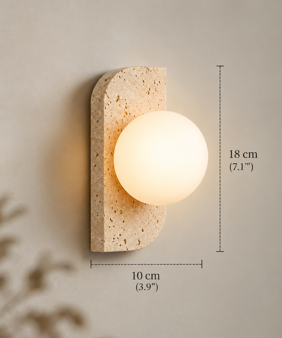Yori™ — Travertine & Glass Wall Sconce