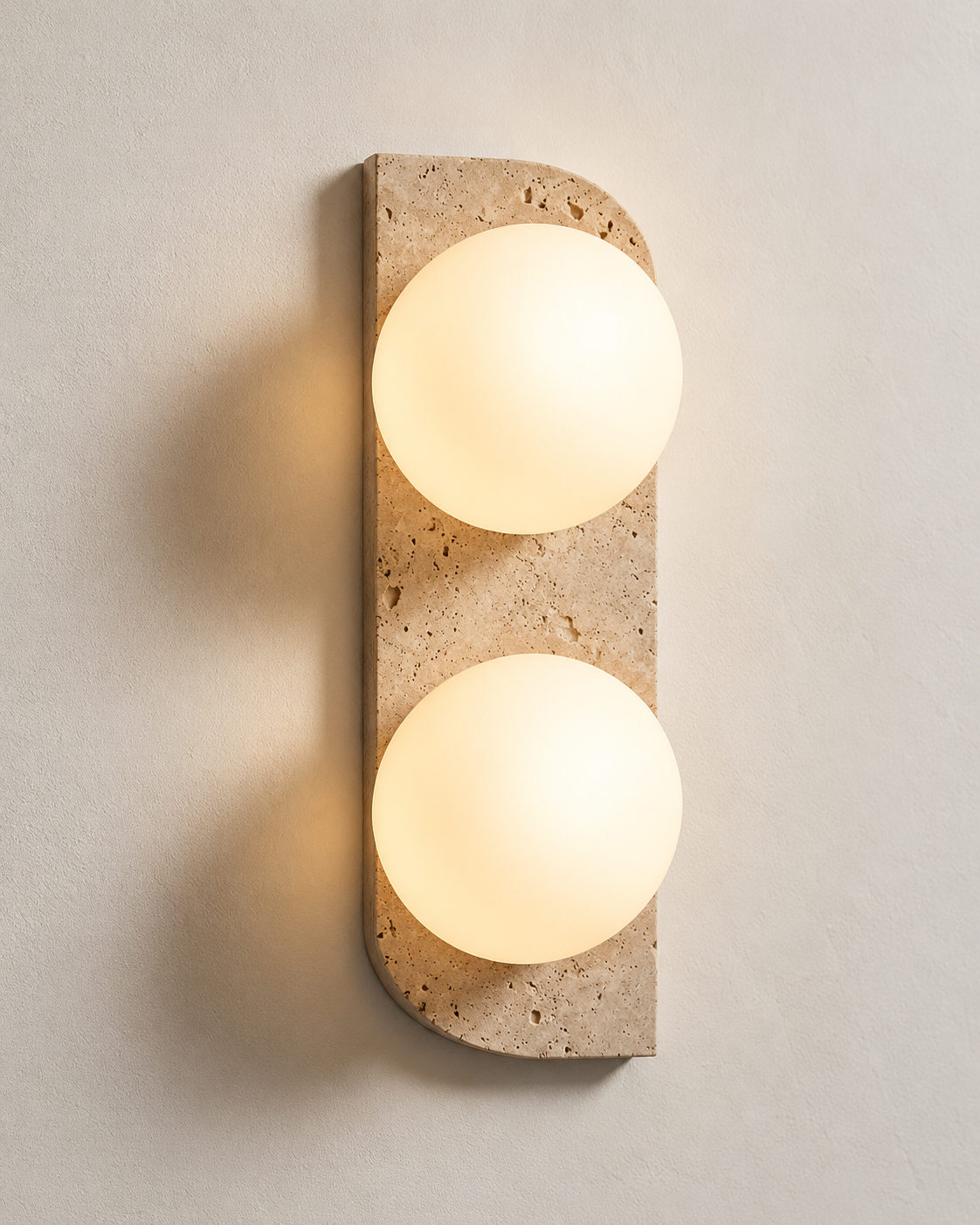 Yori™ — Travertine & Glass Wall Sconce
