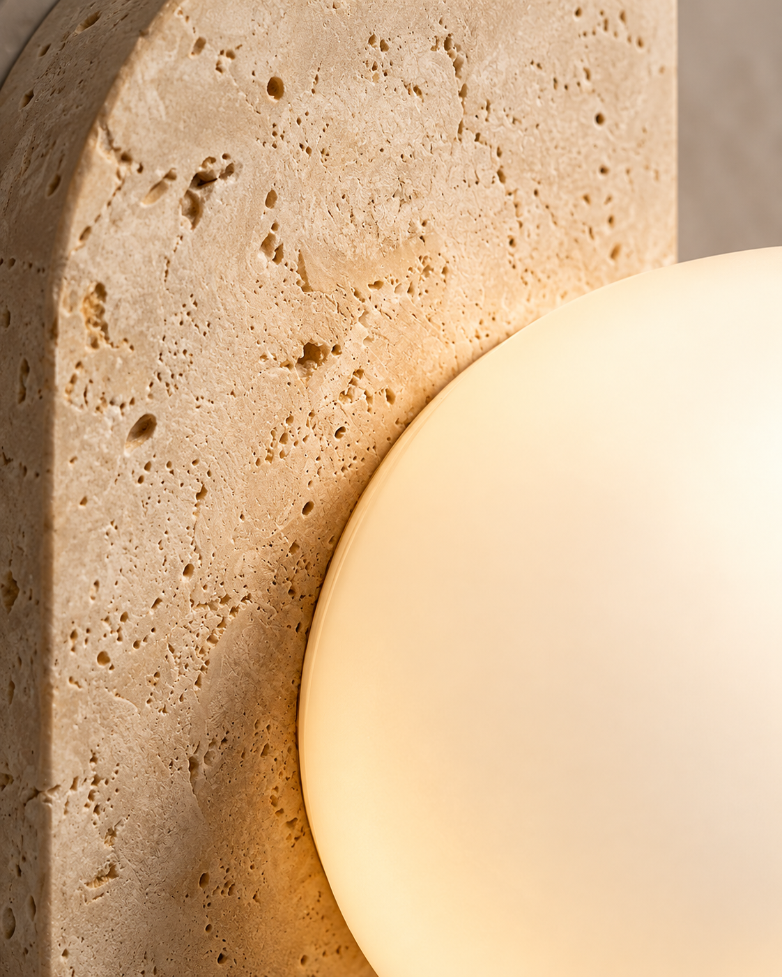 Yori™ — Travertine & Glass Wall Sconce