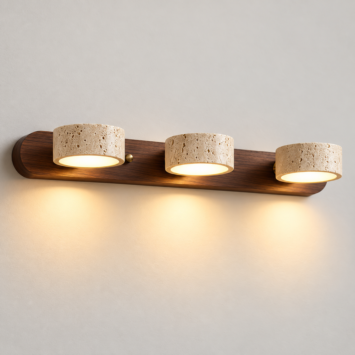 Ishi™ — Travertine & Wood Wall Sconce