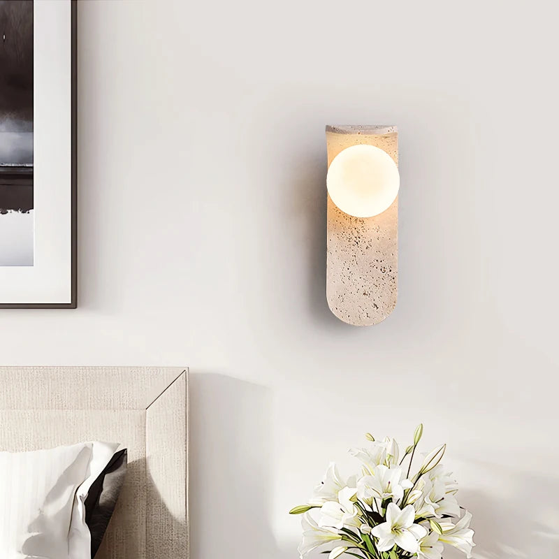 IWHD White Glass LED Wall Lamp Sconce Bedside Foyer Aisle Nordic Modern Yellow Cave Stone Creative Stair Light Fixture Lamparas
