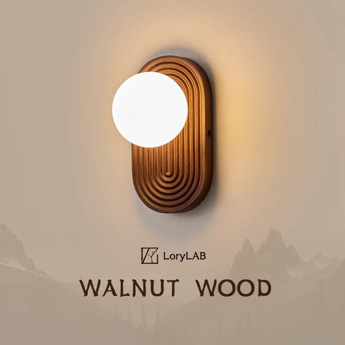 Oval waves runway Walnut Wood, Modern Wabi-Sabi Vintage French Simple, Wall Sconce Light for Living Room, Dining Room, Bedroom