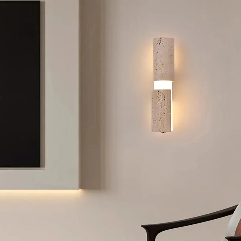 Modern Stone Travertine Led Wall Lamp Wabi Sabi Ancient Style Bedroom Living Room Background Wall Entrance Staircase Led Light