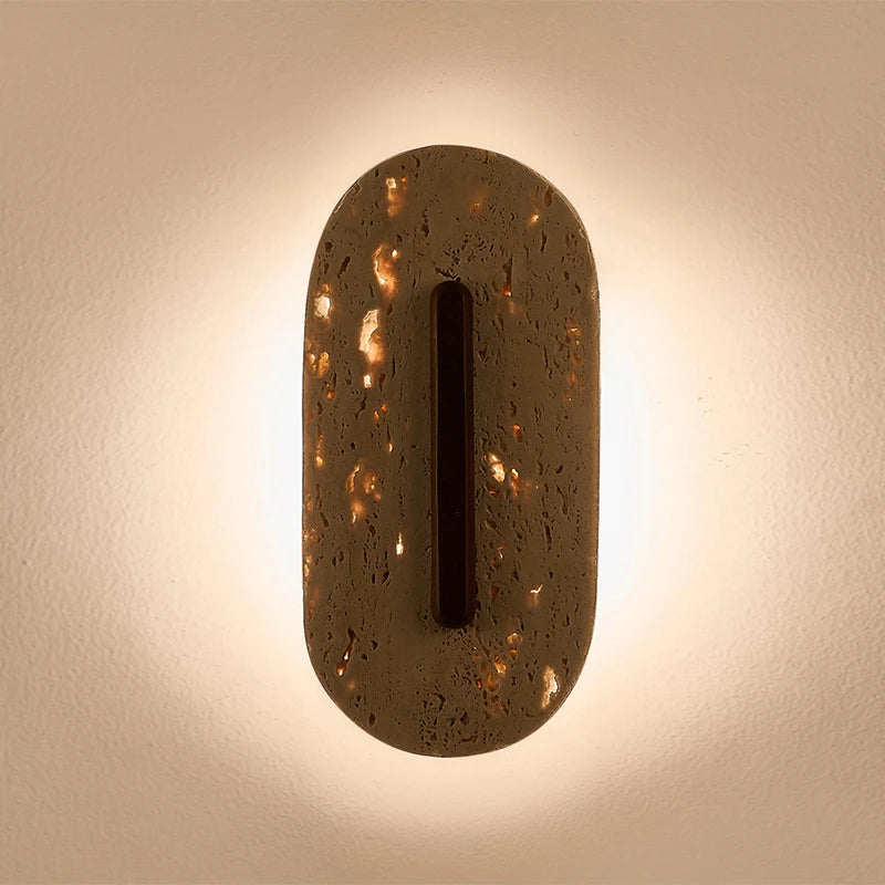 Medieval Bedroom Headboard  Natural Cave Stone Song Aesthetics Wabi Sabi Staircase Hallway Foyer Livingroom Background Wall Lamp