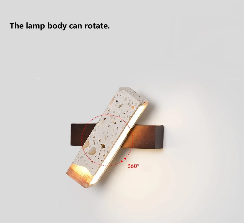 Modern  LED Transparent Stone Wall Lamp Rotatable Japanese Retro Style Bedroom Background Light for Homestay Creative Ang