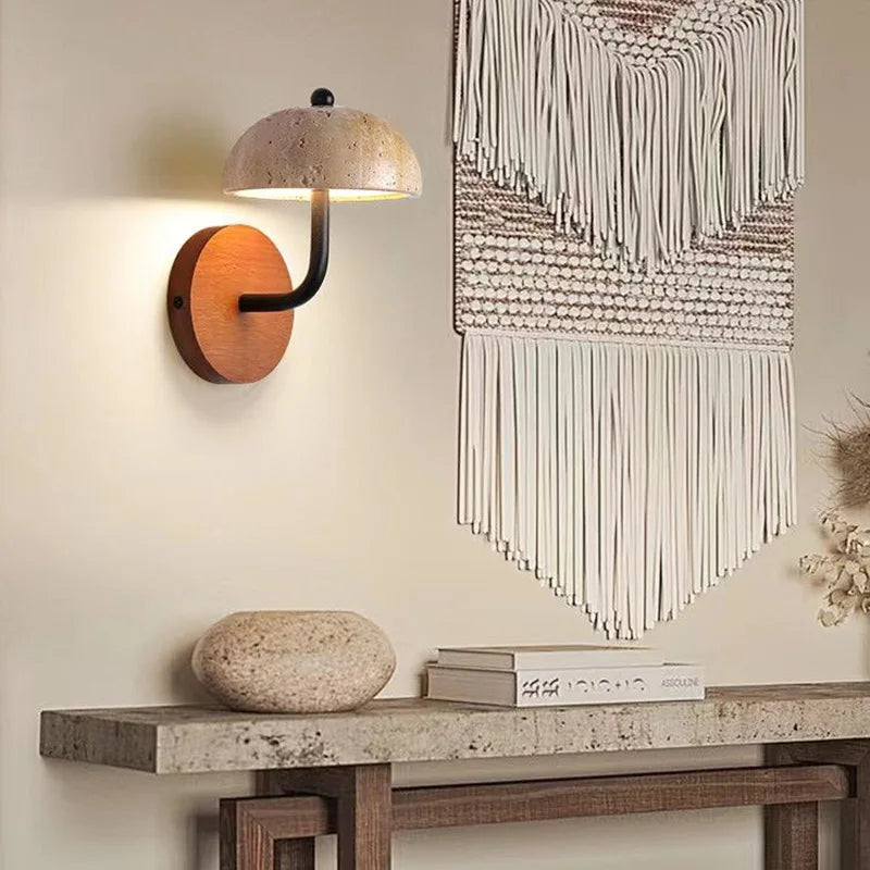 European Novelty Stone Wooden Home Decor Sconce LED Room Wall Light For Bedroom Villa Living Room Lighting Fixtures
