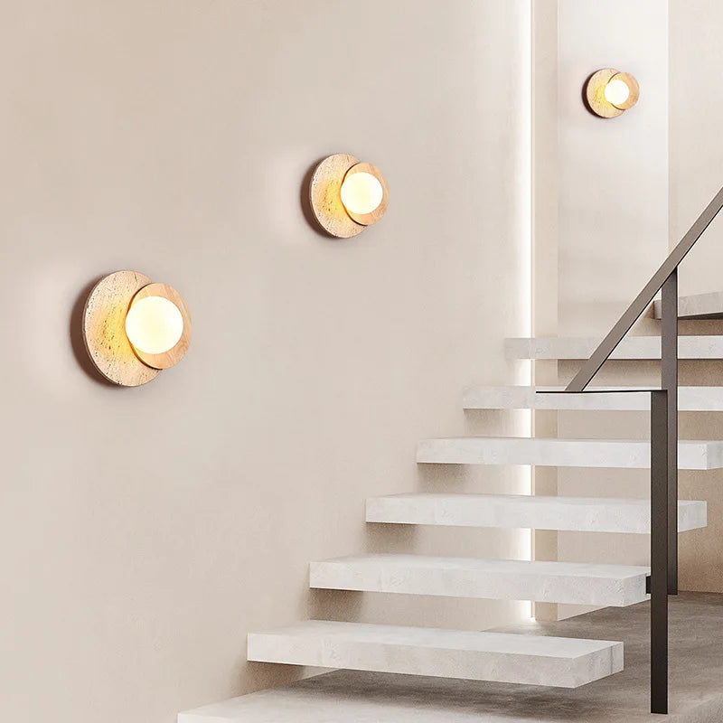 Nordic Yellow Cave Stone LED Wall Lamp Japanese Creative Bedroom Headboard Light Background Wall Corridor Balcony Lighting