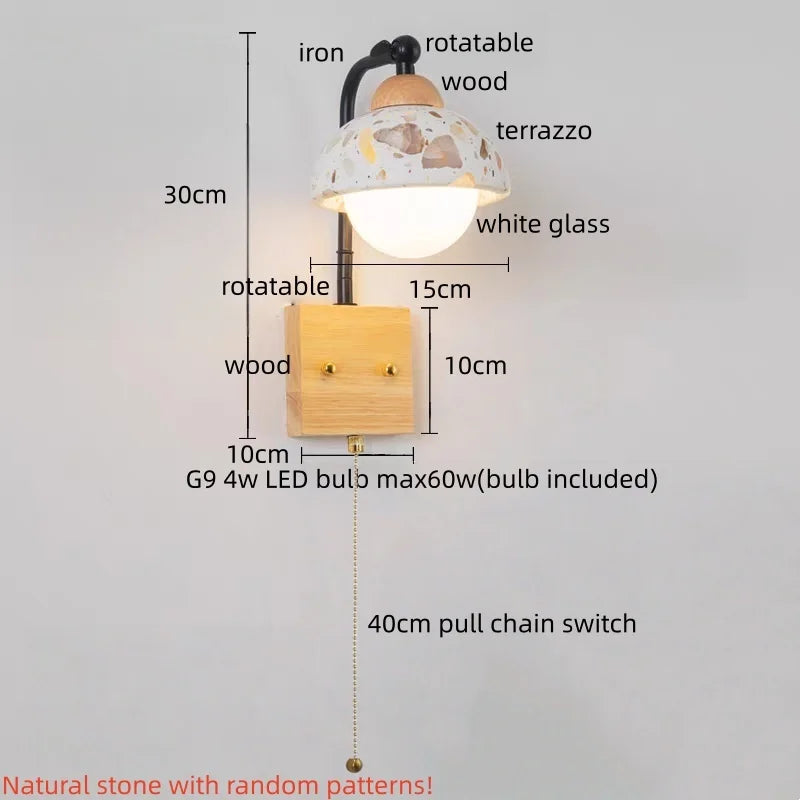 Kaia™ — Travertine, Glass & Wood Wall Sconce