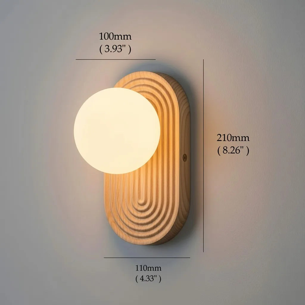 Oval waves runway Walnut Wood, Modern Wabi-Sabi Vintage French Simple, Wall Sconce Light for Living Room, Dining Room, Bedroom