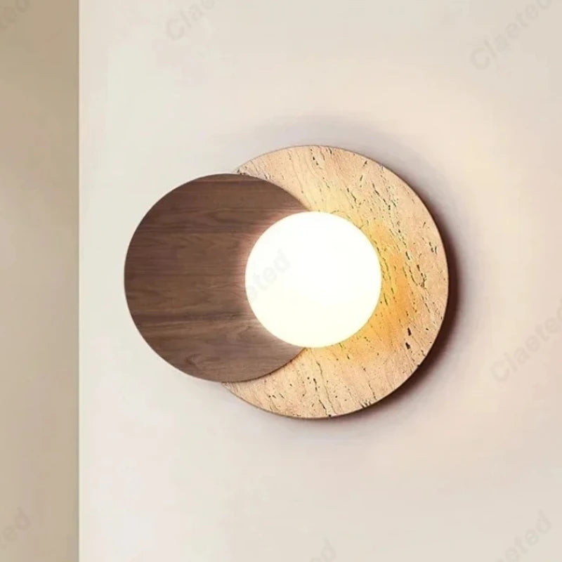 Nordic Yellow Cave Stone LED Wall Lamp Japanese Creative Bedroom Headboard Light Background Wall Corridor Balcony Lighting