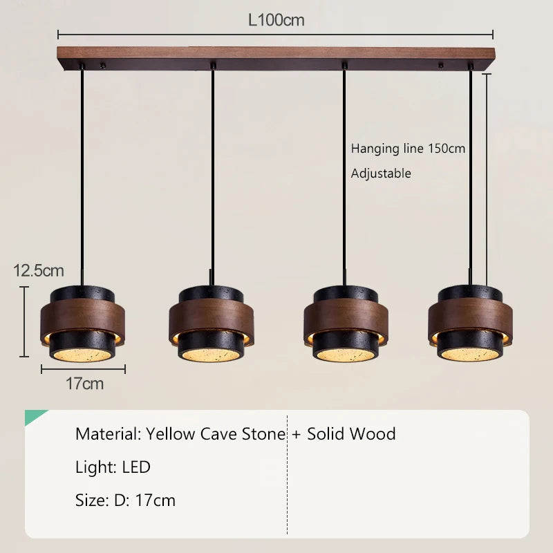 Nordic Minimalist Wabi Sabi Yellow Travertine Chandelier B&B Restaurant Bar Pendant Lights Home Dining Room Bedside Wall Light