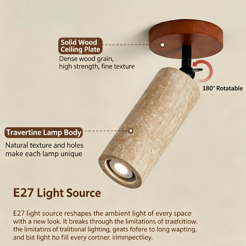 Retro Wall Light Wabi-sabi Wind LED with Spotlights Wall Lamp for Bedroom Aisle Corridor Stairs Natural Stone Home Decoration