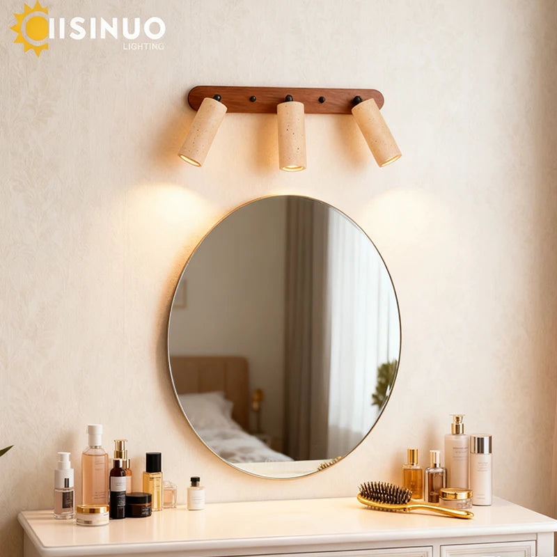 Vanity Mirror Light Rotatable Adjusting Wabi Sabi Natural Stone Wall Lamp Anti-Corrosion Rust-Proof Scone for Vanity Bathroom De