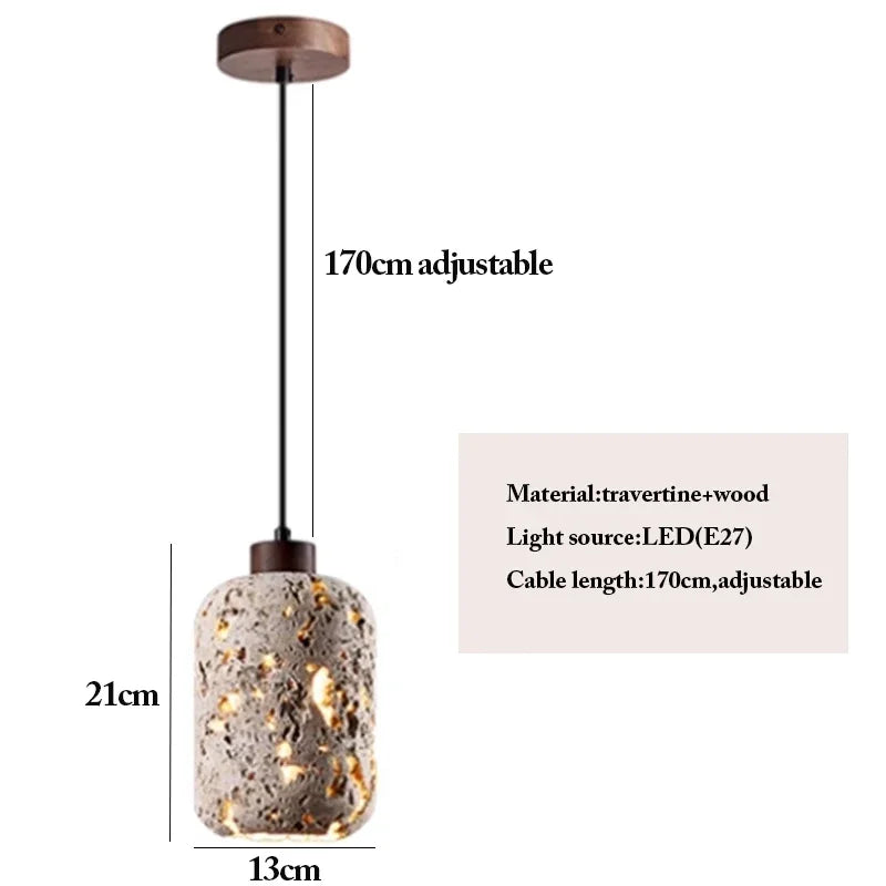 Modern Travertine Wall Lamp Natural Stone Pendant Lights Bedside LED Wall Sconces Indoor Decor Lighting Bedroom Living Room E27