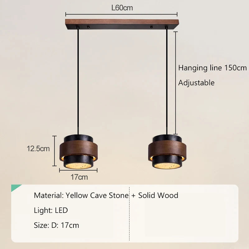Nordic Minimalist Wabi Sabi Yellow Travertine Chandelier B&B Restaurant Bar Pendant Lights Home Dining Room Bedside Wall Light