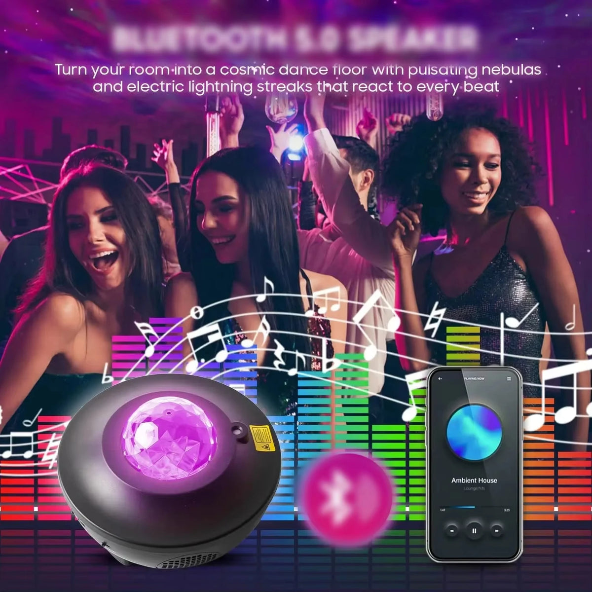 Starry Sky Galaxy Projector with Bluetooth Speaker