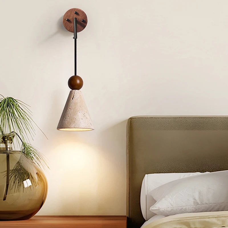 Bedroom bedside wall light vintage yellow cave stone wabi sabi style staircase foyer hallway staircase creative lighting fixture
