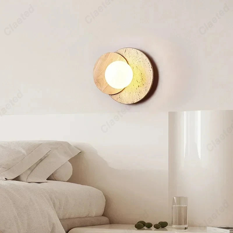 Nordic Yellow Cave Stone LED Wall Lamp Japanese Creative Bedroom Headboard Light Background Wall Corridor Balcony Lighting