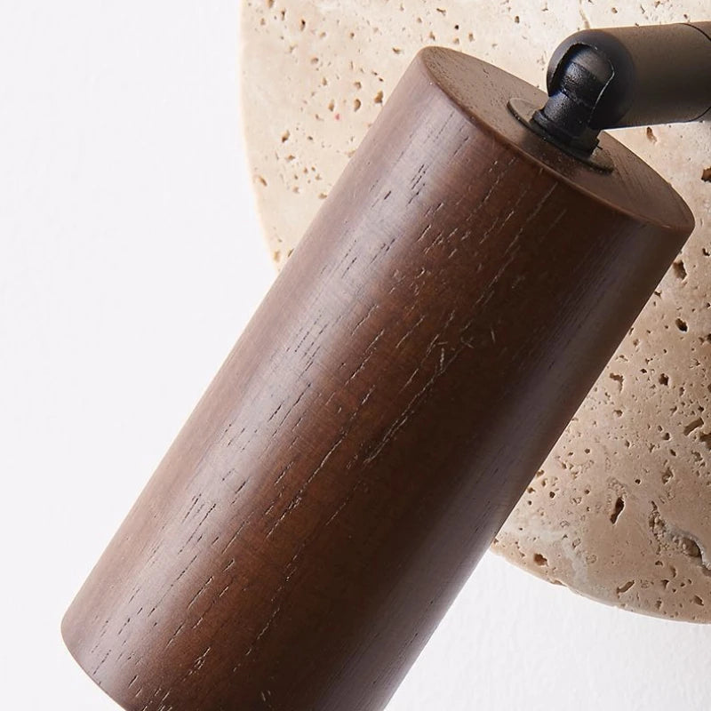 Modern Natural Stone Wood Wall Lamp With Switch Sconce Lamp For Bedroom Reading Bedside Hotel Room Round E27 Bulb