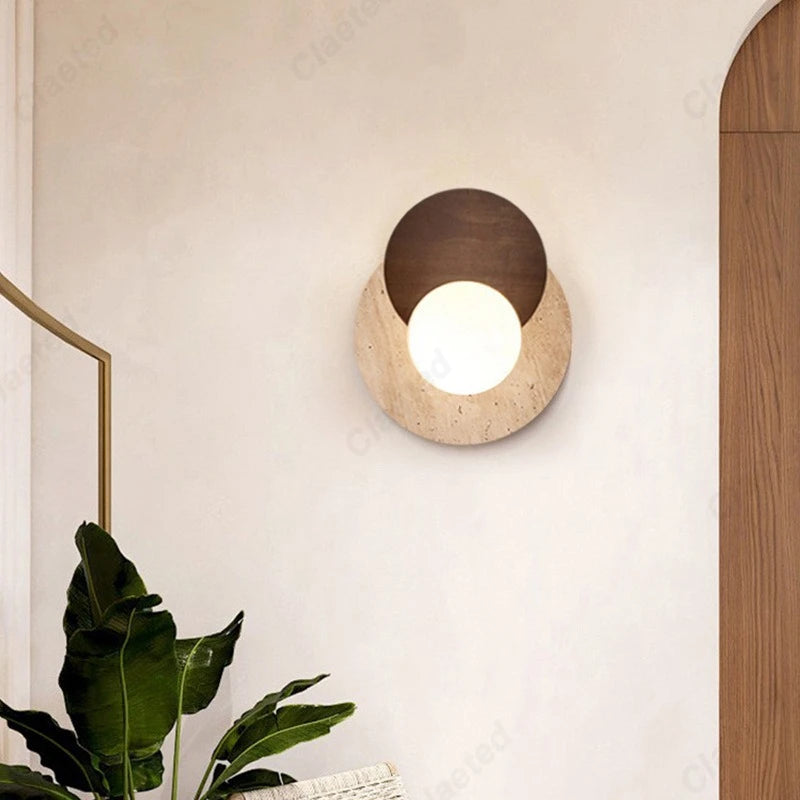 Nordic Yellow Cave Stone LED Wall Lamp Japanese Creative Bedroom Headboard Light Background Wall Corridor Balcony Lighting