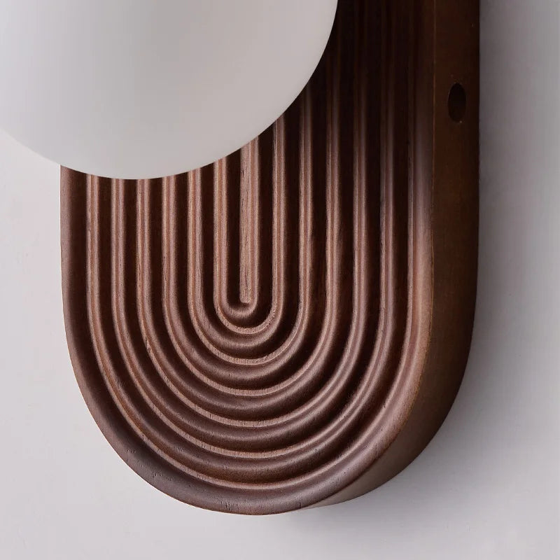 Oval waves runway Walnut Wood, Modern Wabi-Sabi Vintage French Simple, Wall Sconce Light for Living Room, Dining Room, Bedroom