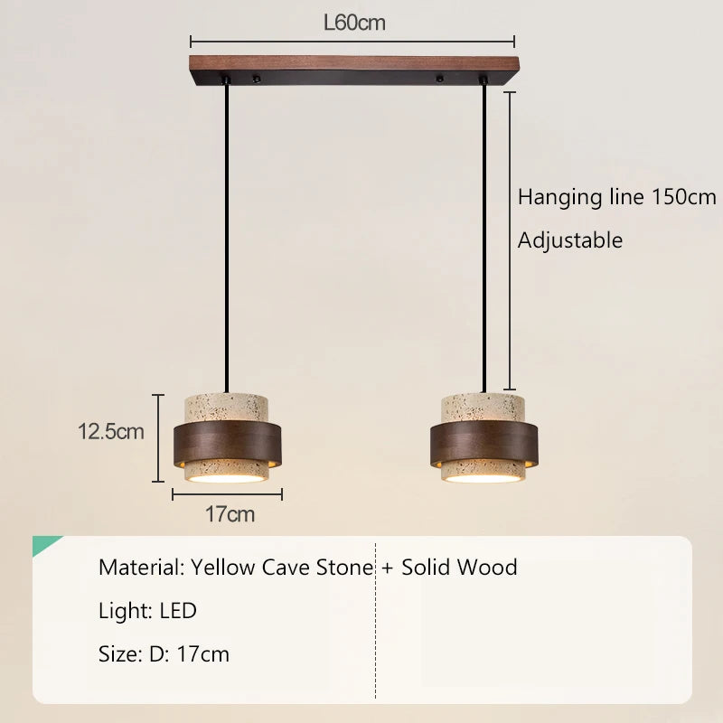 Nordic Minimalist Wabi Sabi Yellow Travertine Chandelier B&B Restaurant Bar Pendant Lights Home Dining Room Bedside Wall Light