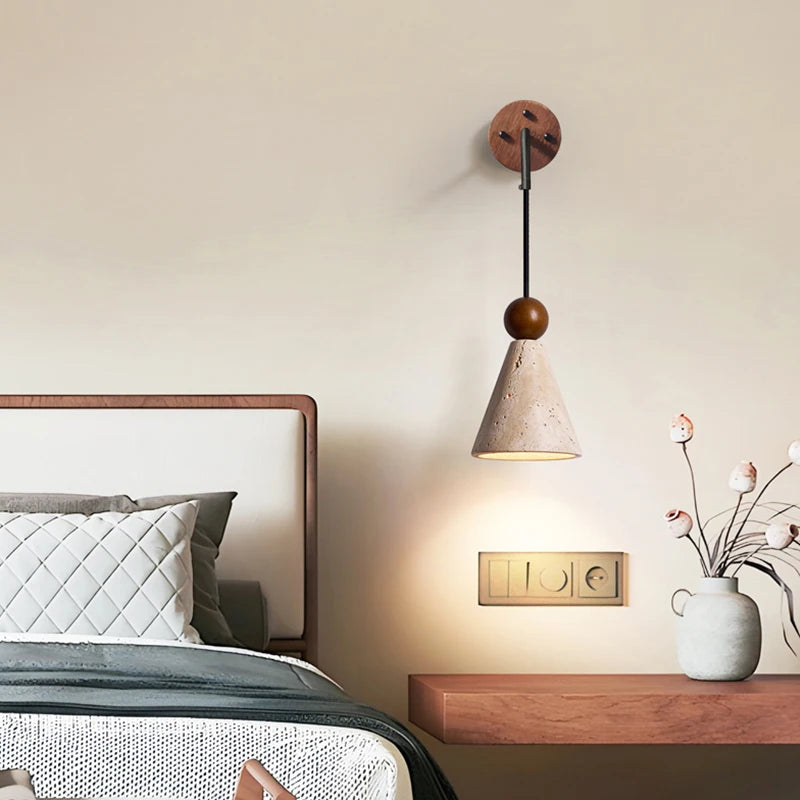 Bedroom bedside wall light vintage yellow cave stone wabi sabi style staircase foyer hallway staircase creative lighting fixture