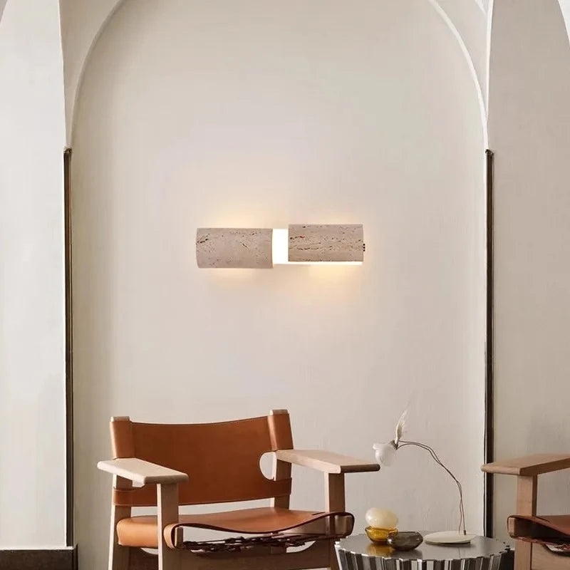 Modern Stone Travertine Led Wall Lamp Wabi Sabi Ancient Style Bedroom Living Room Background Wall Entrance Staircase Led Light