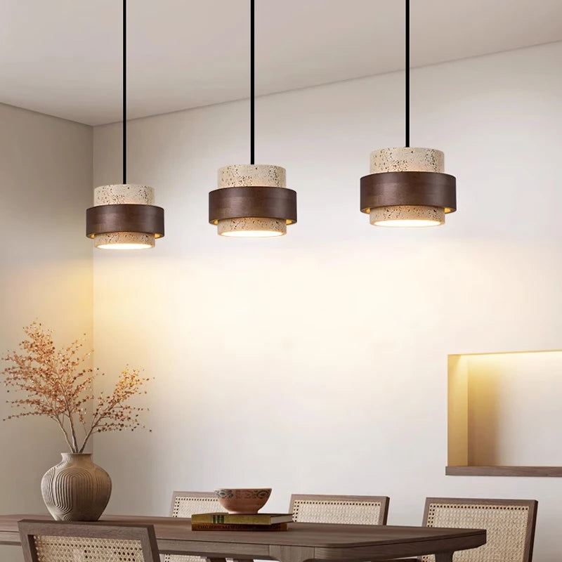 Nordic Minimalist Wabi Sabi Yellow Travertine Chandelier B&B Restaurant Bar Pendant Lights Home Dining Room Bedside Wall Light