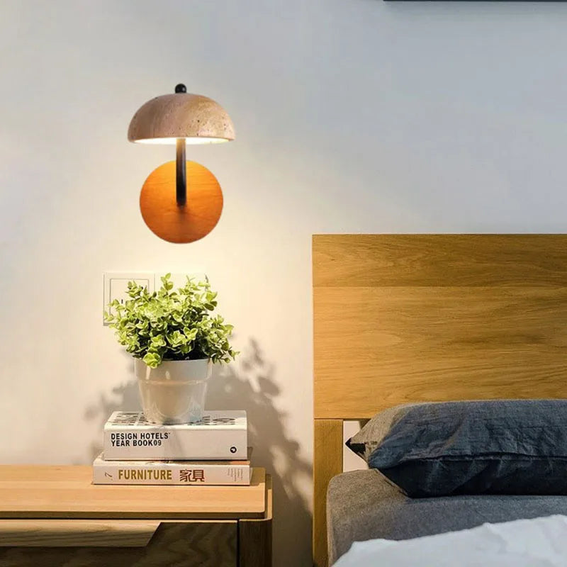 European Novelty Stone Wooden Home Decor Sconce LED Room Wall Light For Bedroom Villa Living Room Lighting Fixtures