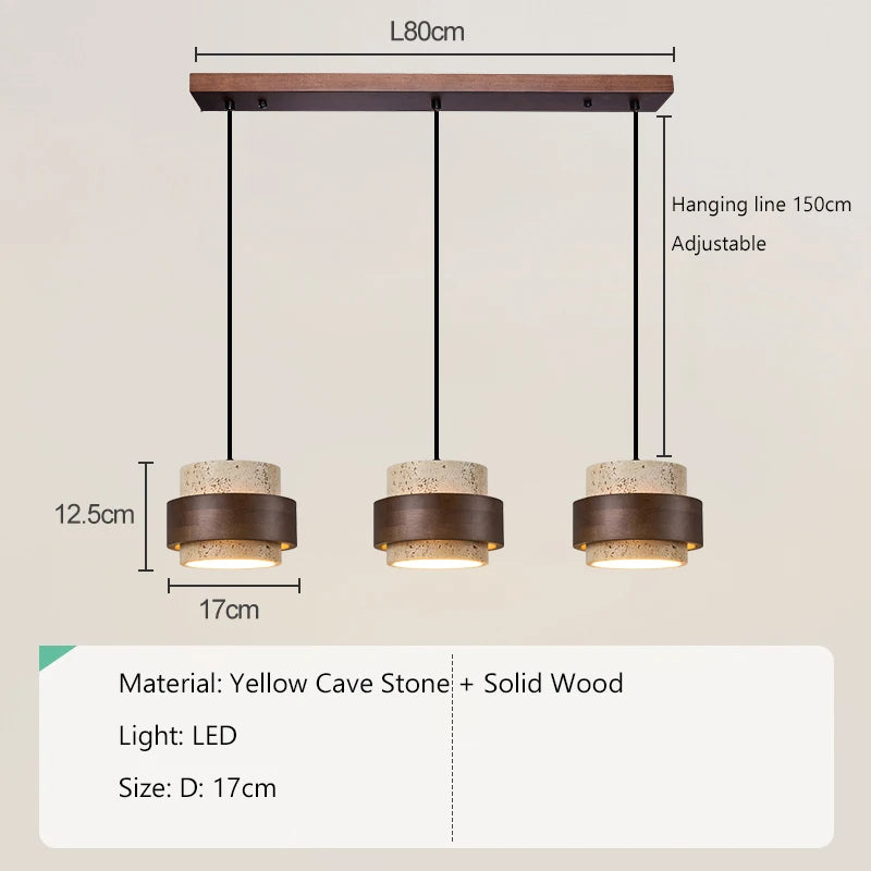 Nordic Minimalist Wabi Sabi Yellow Travertine Chandelier B&B Restaurant Bar Pendant Lights Home Dining Room Bedside Wall Light