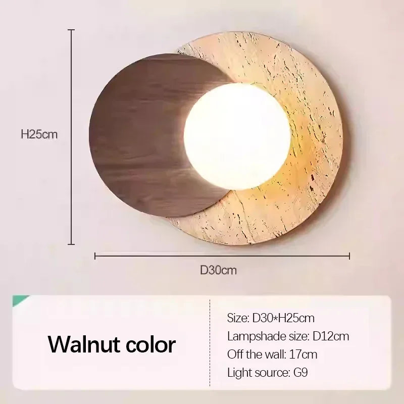 Nordic Yellow Cave Stone LED Wall Lamp Japanese Creative Bedroom Headboard Light Background Wall Corridor Balcony Lighting