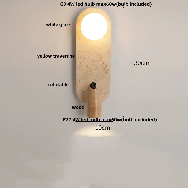 IWHD White Glass LED Wall Lamp Sconce Bedside Foyer Aisle Nordic Modern Yellow Cave Stone Creative Stair Light Fixture Lamparas