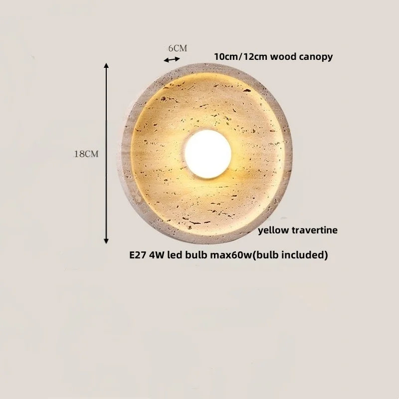 IWHD Iron Rotate LED Wall Lights Yellow Cave Stone Bedroom Dining Room Porch Pull Chain Switch Nordic Modern Wood Bedside Lamp
