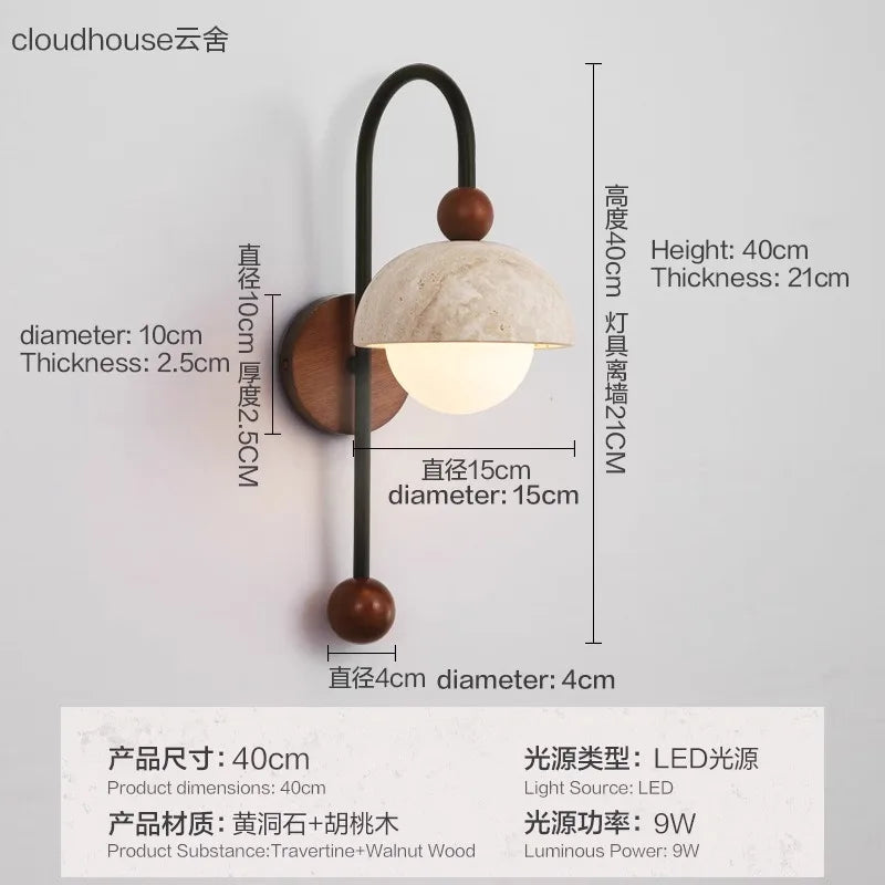 Nordic Retro Yellow Cave Stone Wall Lamp Corridor Corridor Background Wall Bedroom Living Room Creative Personalized Wall Decor
