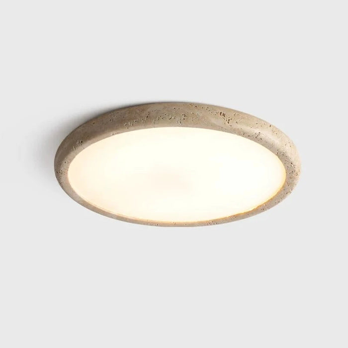 Japanese Wabi Sabi Ceiling Lamp Modern Yellow Natural Cave Stone Circular LED Light for Living Room Bedroom Corridor Study Decor