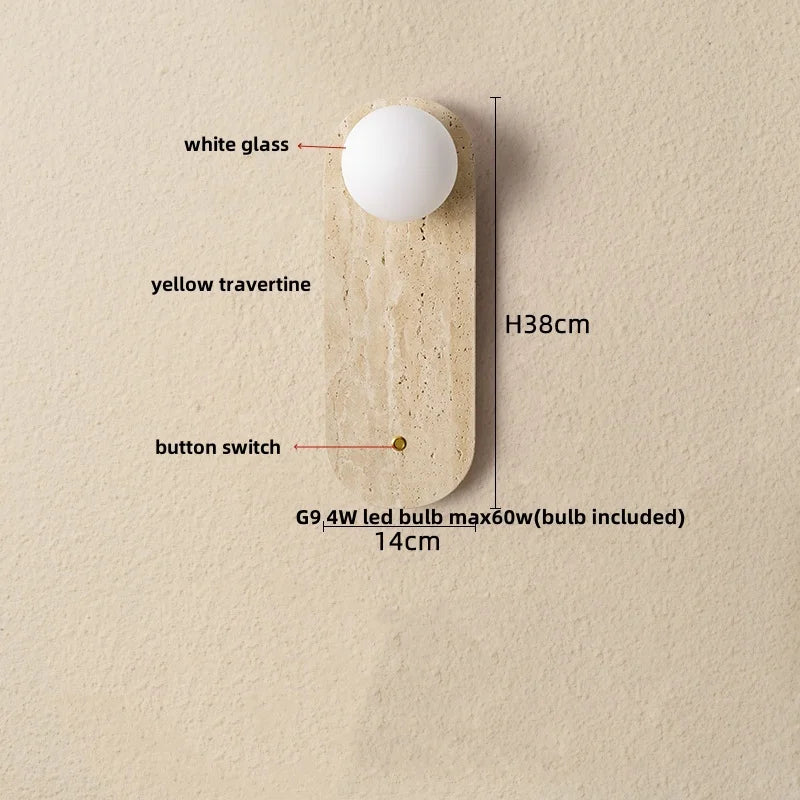 IWHD White Glass LED Wall Lamp Sconce Bedside Foyer Aisle Nordic Modern Yellow Cave Stone Creative Stair Light Fixture Lamparas