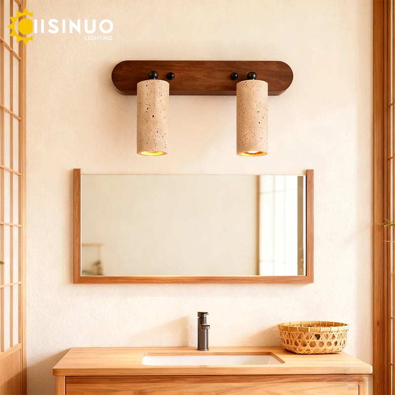 Vanity Mirror Light Rotatable Adjusting Wabi Sabi Natural Stone Wall Lamp Anti-Corrosion Rust-Proof Scone for Vanity Bathroom De
