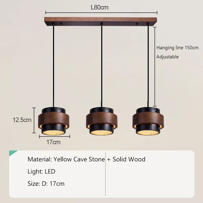 Nordic Minimalist Wabi Sabi Yellow Travertine Chandelier B&B Restaurant Bar Pendant Lights Home Dining Room Bedside Wall Light
