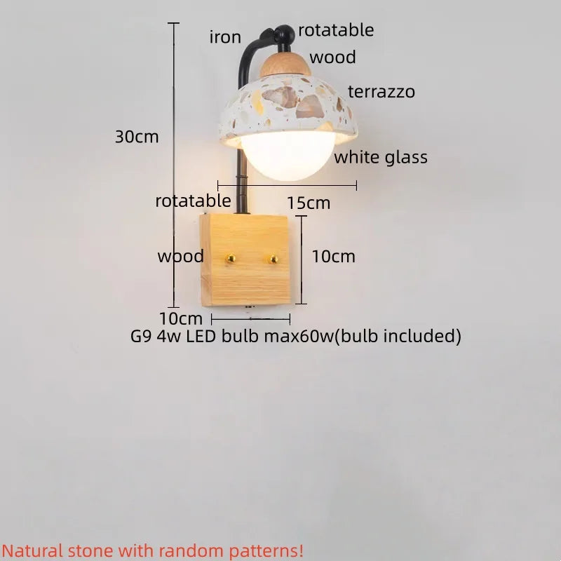 Kaia™ — Travertine, Glass & Wood Wall Sconce
