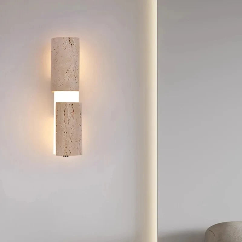 Modern Stone Travertine Led Wall Lamp Wabi Sabi Ancient Style Bedroom Living Room Background Wall Entrance Staircase Led Light