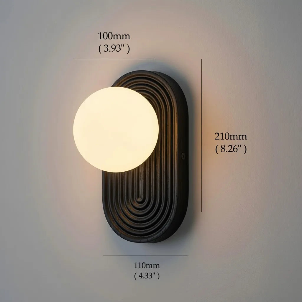 Oval waves runway Walnut Wood, Modern Wabi-Sabi Vintage French Simple, Wall Sconce Light for Living Room, Dining Room, Bedroom